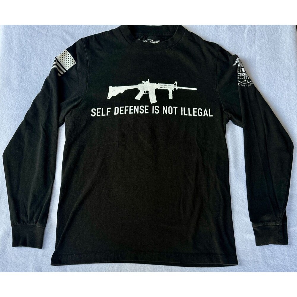 Self Defense Shirt Long Sleeve Mens Small Black We The People Holsters AR-15 Tee